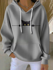 Women's Cat Print Casual Hoodie