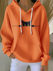 Women's Cat Print Casual Hoodie