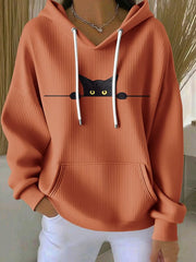 Women's Cat Print Casual Hoodie