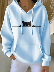 Women's Cat Print Casual Hoodie