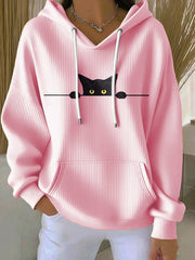 Women's Cat Print Casual Hoodie