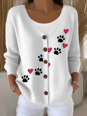 Women's dog paw knitted cardigan