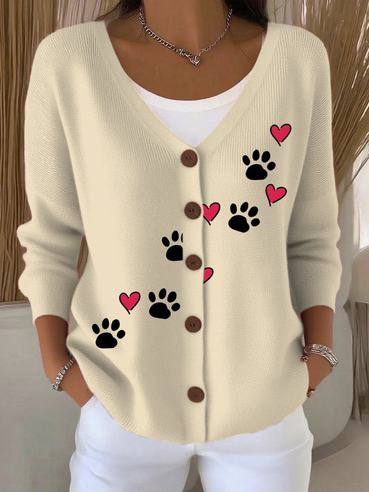 Women's dog paw knitted cardigan