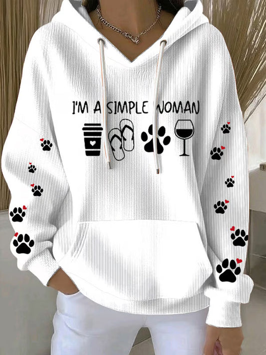 Women's  Dog Lover Dog Paw Print Casual Hoodie