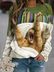 Women's Cute Cat Printed Casual Sweatshirts