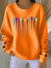 Women's  Dog Lover Colorful Dog Heart Paw Print Casual Sweatshirt