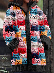 Women's Cute Cat Print Hoodie