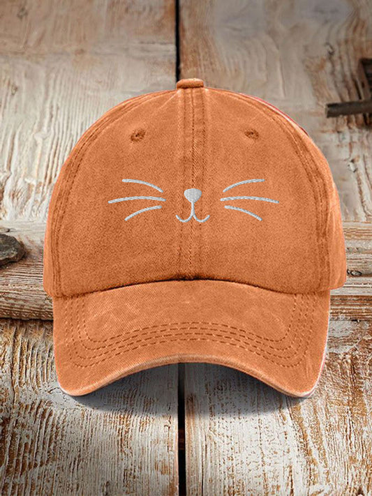 Unisex Cute Cat Face Design Print Hat