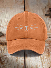 Unisex Cute Cat Face Design Print Hat