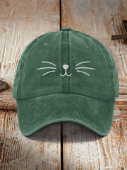 Unisex Cute Cat Face Design Print Hat