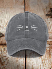 Unisex Cute Cat Face Design Print Hat