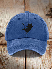 Unisex Resort Cute Black Cat Design Print Hat