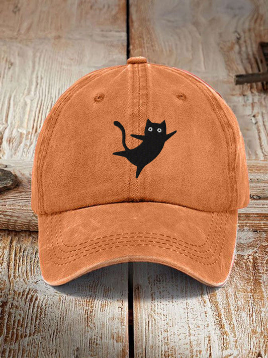 Unisex Resort Cute Black Cat Design Print Hat