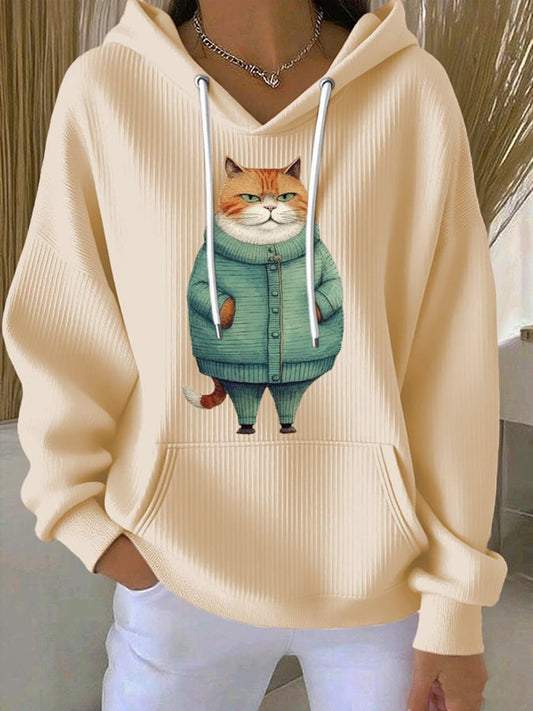 Women's Sweater Cat Print Hoodie
