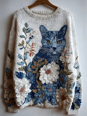 Women's Flower Cat Sweater