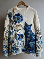 Women's Flower Cat Sweater