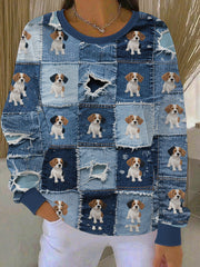 Women's Cowboy Puppy Print Hoodie