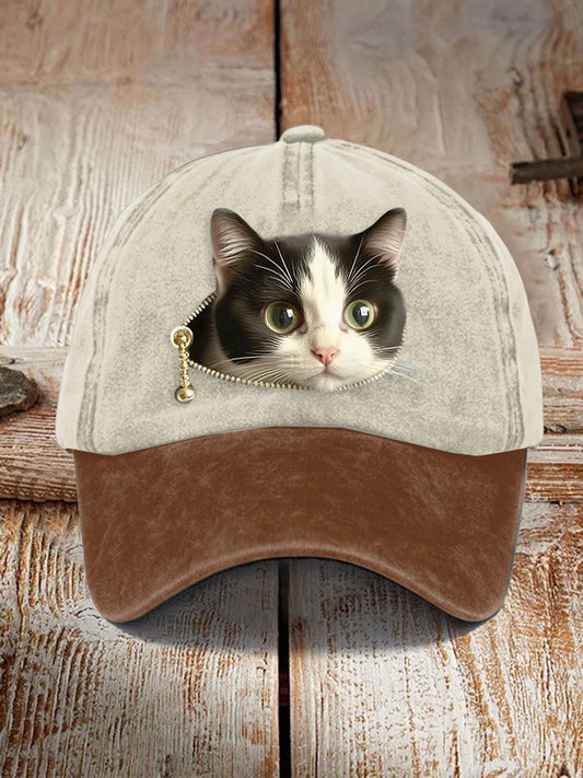 Unisex Resort Cat Design Print Hat