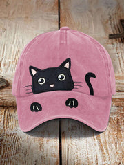 Unisex Resort Cat Design Print Hat