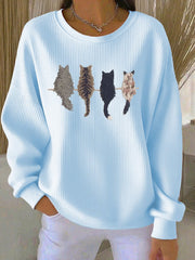Women's Cat's silhouette Printed Hooded Sweatshirt
