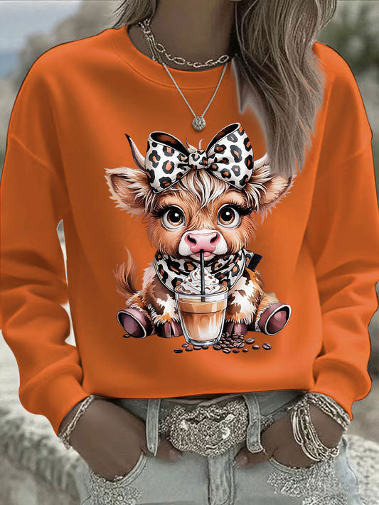 Women's Highland Cow Print Casual Sweatshirt