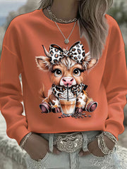 Women's Highland Cow Print Casual Sweatshirt