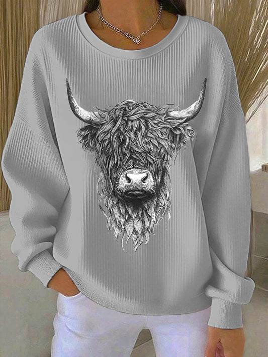 Women’s Highland Cow Printed Sweatshirt