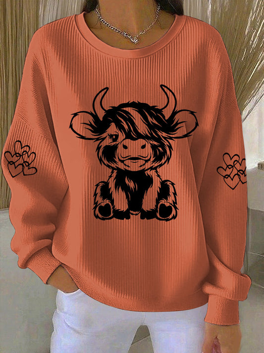 Women's Highland Cow Print Casual Sweatshirt