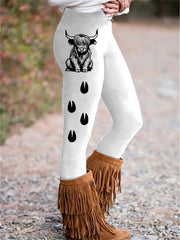 Women's Vintage Western Highland Cow Print Leggings