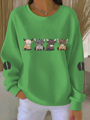 Women's Highland Cow Printed Sweatshirt