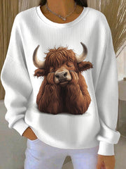 Women's Animal Highland Cow Printed Casual Sweatshirt
