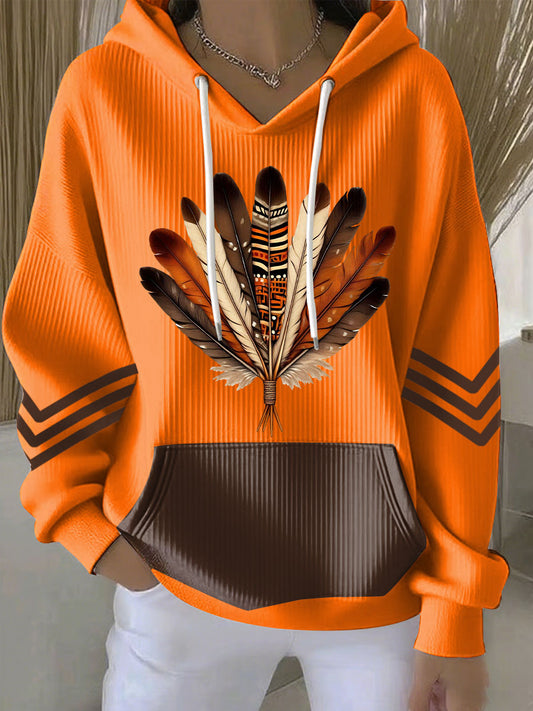 Women's Clothing Indigenous Feather Art Hoodies