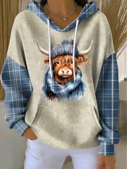 Women's  highland cow Printed Hoodie
