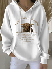 Women's Travel Highland Cow Print Casual Hoodie