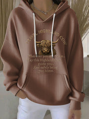 Women's Travel Highland Cow Print Casual Hoodie