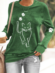 Women's Cat Printed fitted sweatshirt