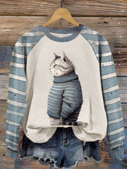 Women's Cat Printed Regular Sweatshirt