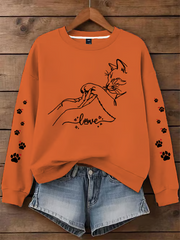 Women's Cat Printed Regular Sweatshirt