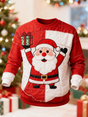 Men's Christmas Santa Claus Patchwork Print Casual Sweatshirt