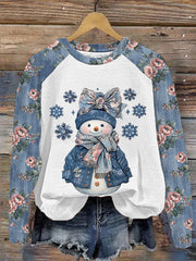 Women's Christmas Snowman Print Casual Sweatshirt