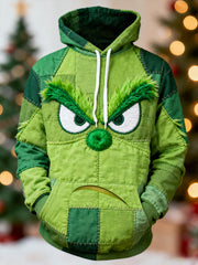 Men's Funny Classic Christmas Cartoon Character Patchwork Hoodie