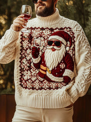 Men's Vintage Christmas Santa Claus Print Art Casual Knitted Sweater
