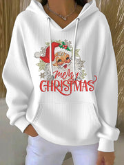 Women's Christmas Santa Claus Art Print Ribbed Hoodie