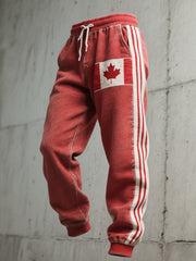 Men's Canadian Flag Patchwork Art Casual Pants