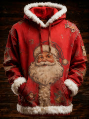 Men's Retro Christmas Santa Claus Printed Hoodie