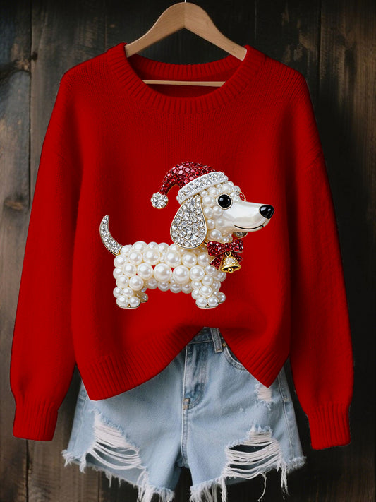 Women's Christmas Dog Art  Sweatshirt