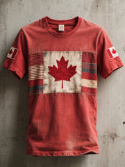 Men's Canadian Flag Embroidered Vintage T-Shirt