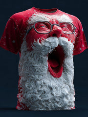 Men's Retro Christmas Santa Claus Printed T-shirt