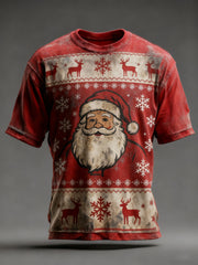 Men's Vintage Christmas Santa Claus Printed T-shirt