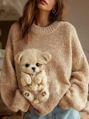 Women's autumn dog print tops